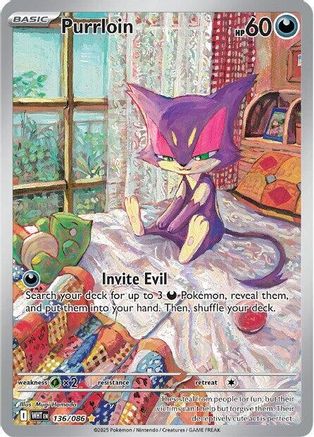 Purrloin 134/086 - Holofoil SV White Flare - Illustration Rare