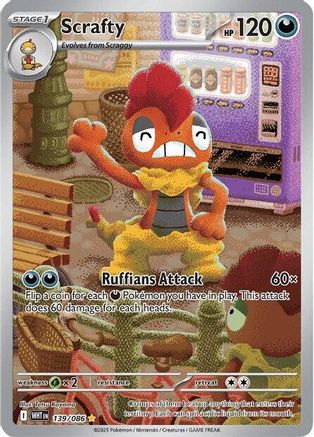 Scrafty 137/086 - Holofoil SV White Flare - Illustration Rare