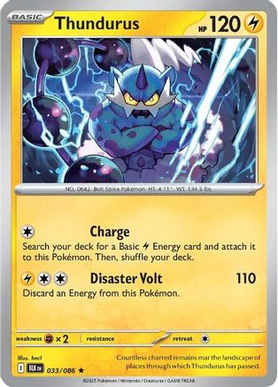 Thundurus 036/086 - Reverse Holofoil SV Black Bolt - Rare