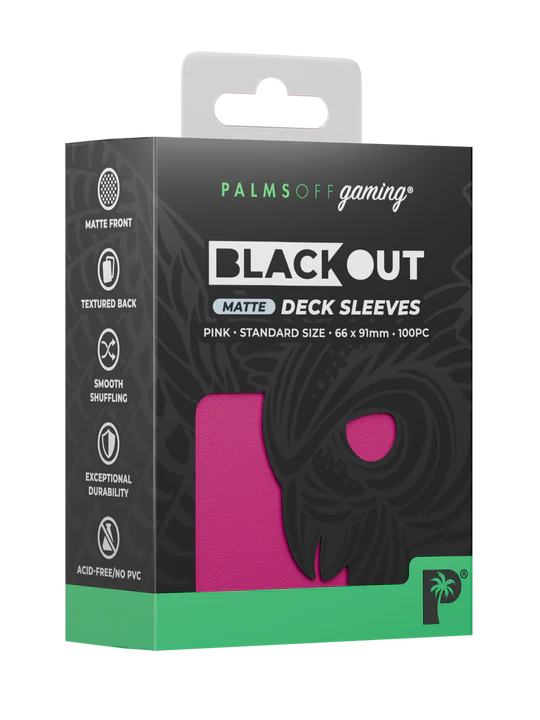 Palms Off Gaming Blackout Deck Sleeves 100pc Pink MATTE