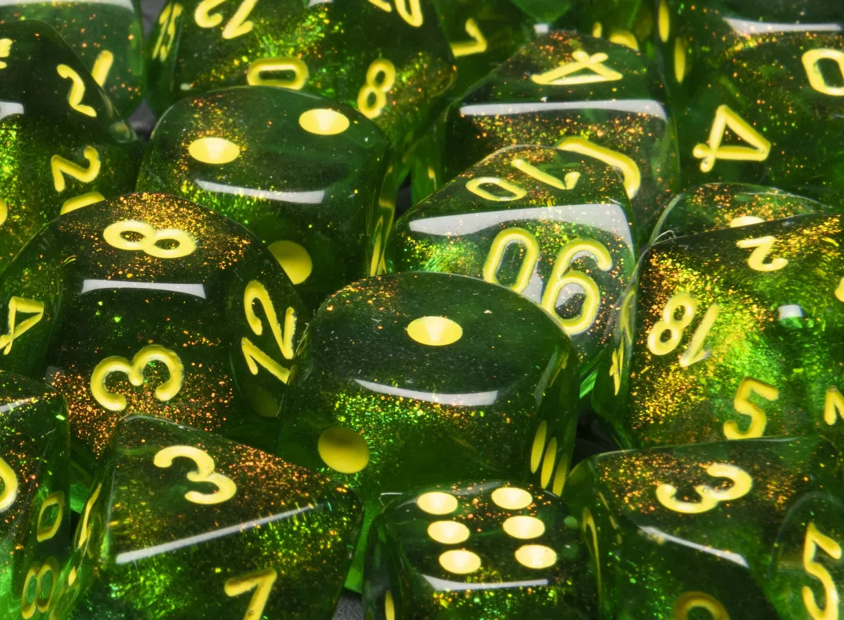 Borealis Polyhedral Maple Green/Yellow 7-Die Set