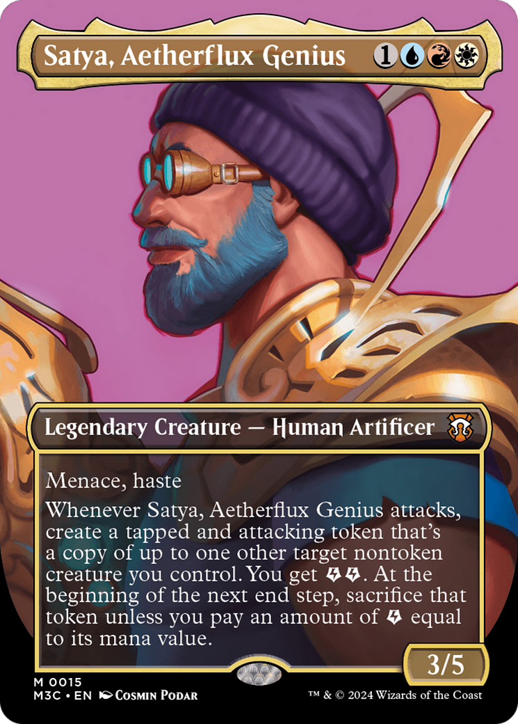 Satya, Aetherflux Genius (Borderless) [Modern Horizons 3 Commander] Foil