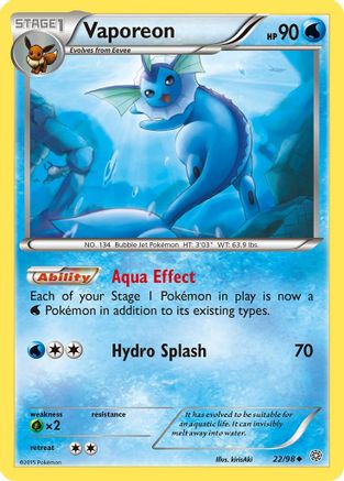 Vaporeon (22/98) [XY: Ancient Origins] Reverse Holofoil
