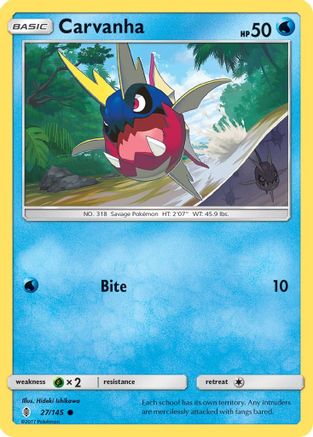 Carvanha (27/145) [Sun & Moon: Guardians Rising] Reverse Holofoil