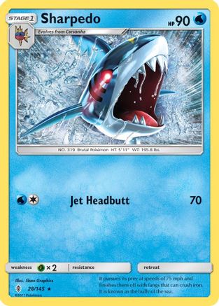 Sharpedo (28/145) [Sun & Moon: Guardians Rising] Reverse Holofoil