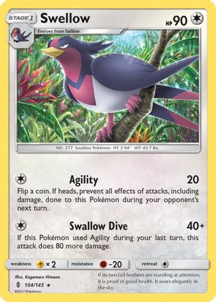 Swellow (104/145) [Sun & Moon: Guardians Rising] Reverse Holofoil