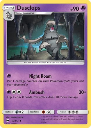 Dusclops (52/147) [Sun & Moon: Burning Shadows] Reverse Holofoil