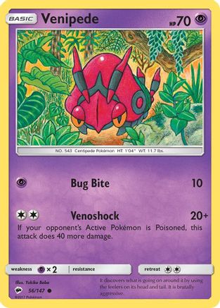 Venipede (56/147) [Sun & Moon: Burning Shadows] Reverse Holofoil
