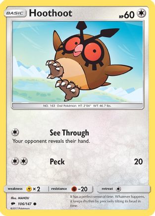 Hoothoot (106/147) [Sun & Moon: Burning Shadows] Reverse Holofoil