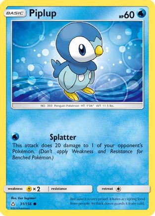 Piplup (31/156) [Sun & Moon: Ultra Prism] Reverse Holofoil