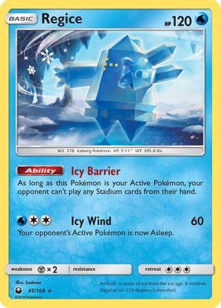 Regice (45/168) [Sun & Moon: Celestial Storm] Reverse Holofoil