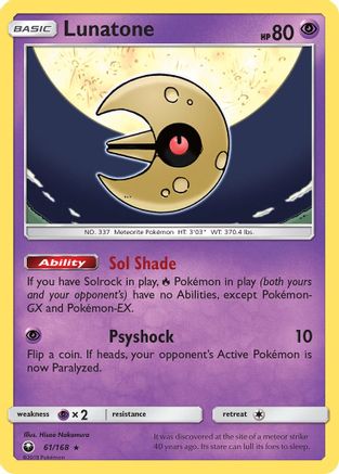 Lunatone (61/168) [Sun & Moon: Celestial Storm] Reverse Holofoil