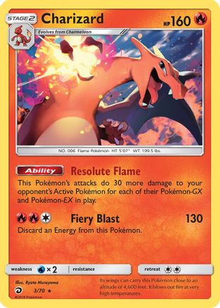 Charizard (3/70) [Sun & Moon: Dragon Majesty] Reverse Holofoil