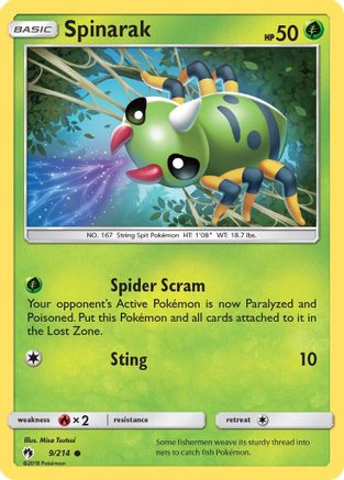 Spinarak (9/214) [Sun & Moon: Lost Thunder] Reverse Holofoil