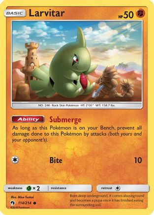 Larvitar (114/214) [Sun & Moon: Lost Thunder] Reverse Holofoil