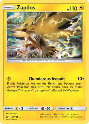 Zapdos (40/181) [Sun & Moon: Team Up] Reverse Holofoil