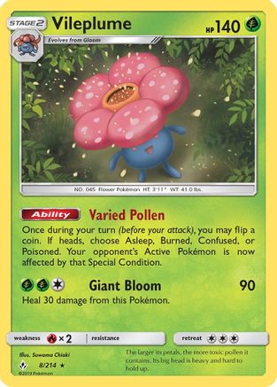 Vileplume (8/214) [Sun & Moon: Unbroken Bonds] Reverse Holofoil