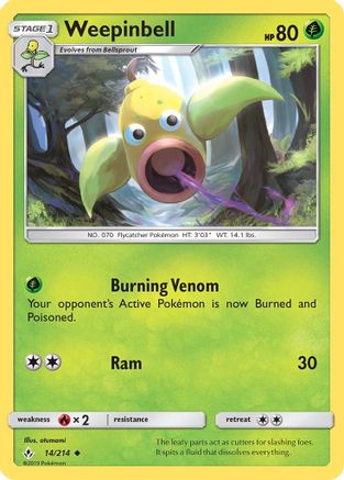 Weepinbell (14/214) [Sun & Moon: Unbroken Bonds] Reverse Holofoil