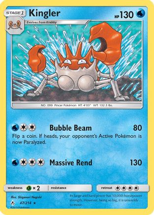 Kingler (47/214) [Sun & Moon: Unbroken Bonds] Reverse Holofoil