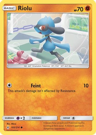 Riolu (102/214) [Sun & Moon: Unbroken Bonds] Reverse Holofoil
