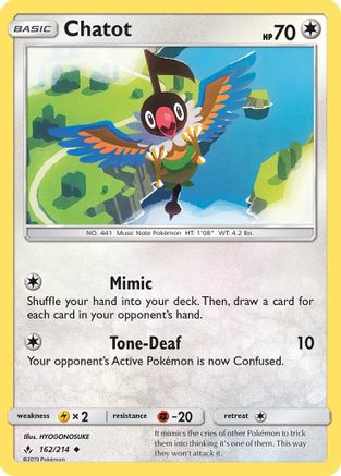Chatot (162/214) [Sun & Moon: Unbroken Bonds] Reverse Holofoil