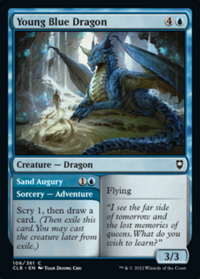 Young Blue Dragon // Sand Augury [Commander Legends: Battle for Baldur's Gate] Foil