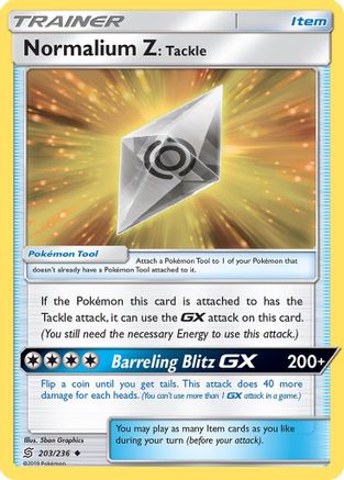 Normalium Z: Tackle (203/236) [Sun & Moon: Unified Minds] Reverse Holofoil