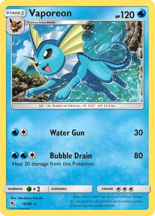 Vaporeon (18/68) [Sun & Moon: Hidden Fates] Reverse Holofoil