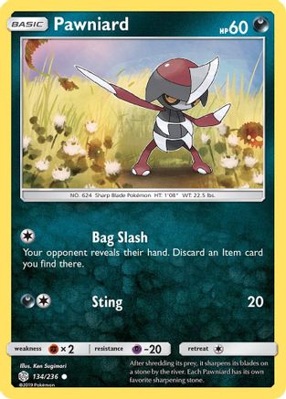 Pawniard (134/236) [Sun & Moon: Cosmic Eclipse] Reverse Holofoil