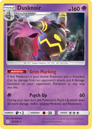 Dusknoir (85/236) [Sun & Moon: Cosmic Eclipse] Reverse Holofoil