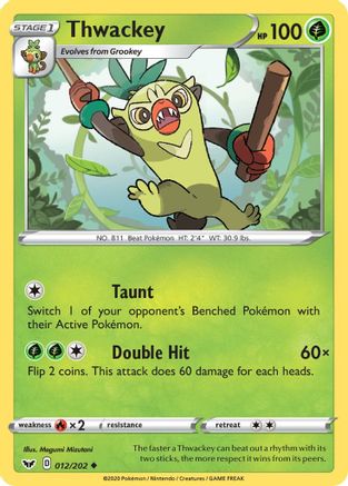 Thwackey (012/202) [Sword & Shield: Base Set] Reverse Holofoil