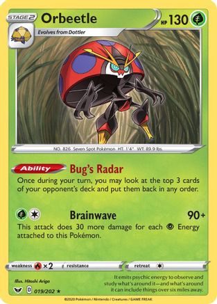 Orbeetle (019/202) [Sword & Shield: Base Set] Reverse Holofoil