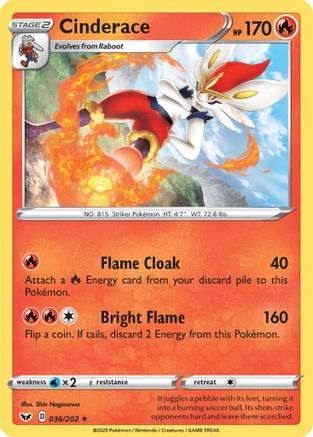 Cinderace (036/202) [Sword & Shield: Base Set] Reverse Holofoil