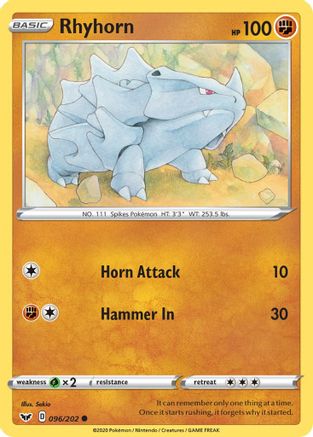 Rhyhorn (096/202) [Sword & Shield: Base Set] Reverse Holofoil
