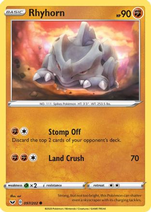 Rhyhorn (097/202) [Sword & Shield: Base Set] Reverse Holofoil