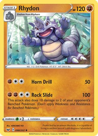 Rhydon (098/202) [Sword & Shield: Base Set] Reverse Holofoil