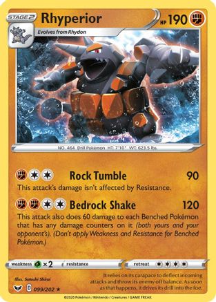 Rhyperior (099/202) [Sword & Shield: Base Set] Reverse Holofoil