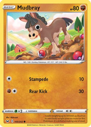 Mudbray (105/202) [Sword & Shield: Base Set] Reverse Holofoil