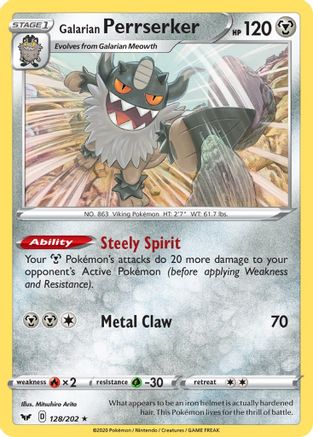 Galarian Perrserker (128/202) [Sword & Shield: Base Set] Reverse Holofoil