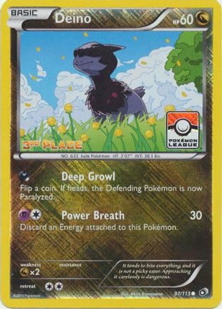 Deino (97/113) (League Promo 3rd Place) [Black & White: Legendary Treasures] Reverse Holofoil