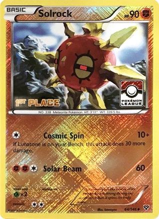 Solrock (64/146) (1st Place League Challenge Promo) [XY: Base Set] Reverse Holofoil