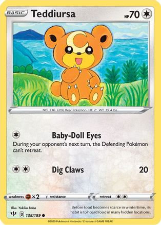 Teddiursa (138/189) [Sword & Shield: Darkness Ablaze] Reverse Holofoil