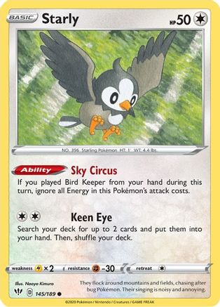 Starly (145/189) [Sword & Shield: Darkness Ablaze] Reverse Holofoil
