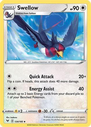 Swellow (134/185) [Sword & Shield: Vivid Voltage] Reverse Holofoil