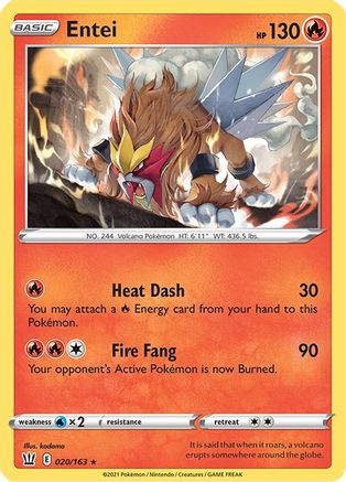 Entei (020/163) [Sword & Shield: Battle Styles] Reverse Holofoil