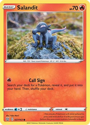 Salandit (027/163) [Sword & Shield: Battle Styles] Reverse Holofoil