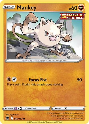 Mankey (066/163) [Sword & Shield: Battle Styles] Reverse Holofoil