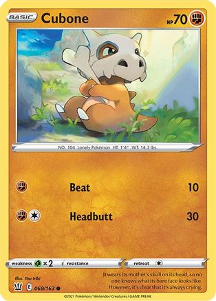 Cubone (069/163) [Sword & Shield: Battle Styles] Reverse Holofoil