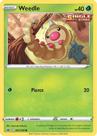 Weedle (001/198) [Sword & Shield: Chilling Reign] Reverse Holofoil