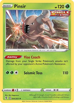 Pinsir (001/203) [Sword & Shield: Evolving Skies] Reverse Holofoil